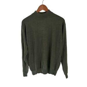 Metropolitan View Sweater Green Knit Italian Wool High Neck Pullover Size Large